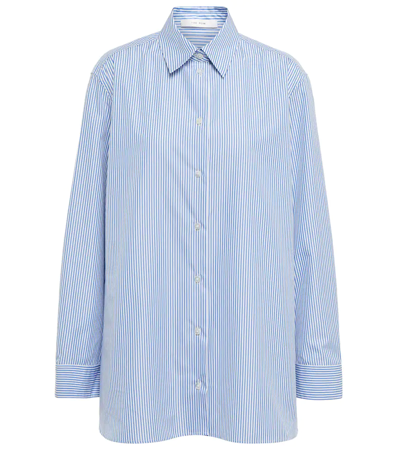 Shop The Row Sisilia Pinstriped Cotton Shirt In White/blue
