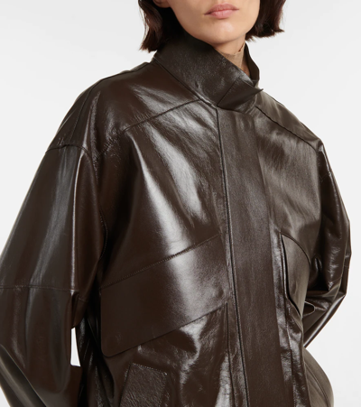 Shop The Row Efren Leather Jacket In Brown