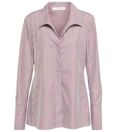 Shop The Row Peg Striped Cotton Shirt In White/burgundy