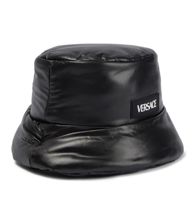 Shop Versace Logo Bucket Hat In Nero
