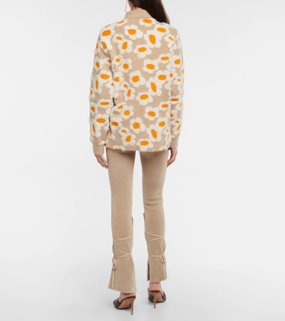 Jacquemus Tan Le Papier 'la Chemise Neve Fleurs' Cardigan In Brown Flowers 70s