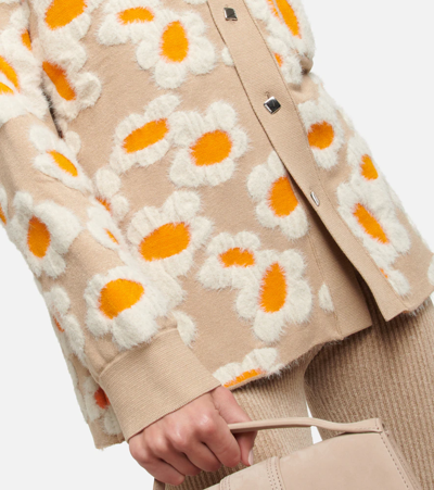 Jacquemus Tan Le Papier 'la Chemise Neve Fleurs' Cardigan In Brown Flowers 70s