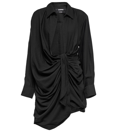Shop Jacquemus La Robe Bahia Gathered Minidress In Black