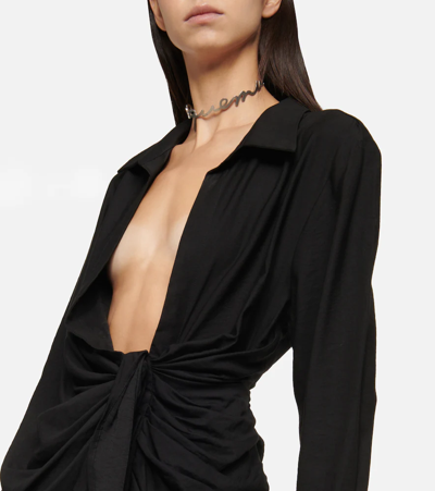 Jacquemus La Robe Bahia Viscose Jersey Mini Dress In Black