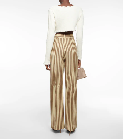 Jacquemus La Maille Santon Linen-blend Crop Top In Off-white