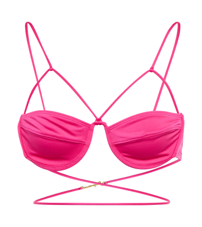 Jacquemus Le Haut De Maillot Signature Bikini Top In Pink