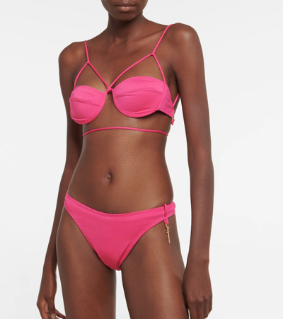 Shop Jacquemus Le Haut Signature Bikini Top In Pink