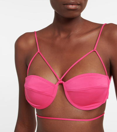 Shop Jacquemus Le Haut Signature Bikini Top In Pink