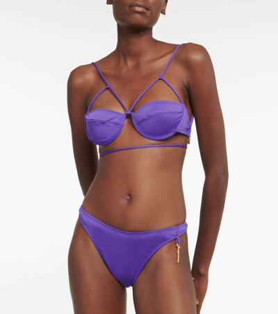 Shop Jacquemus Le Bas Signature Bikini Bottoms In Purple