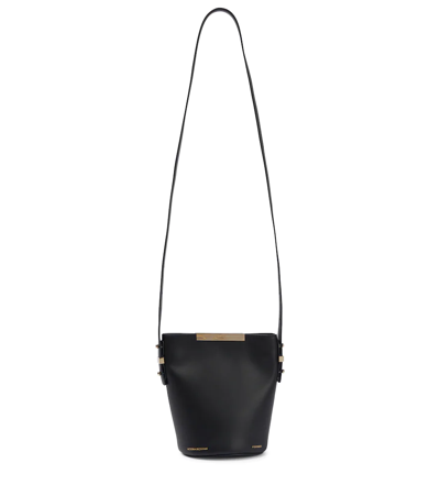 Shop Victoria Beckham Bucket Mini Leather Crossbody Bag In Black