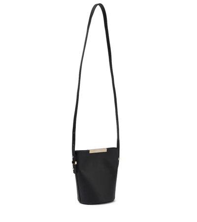 Shop Victoria Beckham Bucket Mini Leather Crossbody Bag In Black