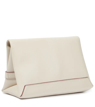 Shop Victoria Beckham Chain Leather Pouch In Off-white