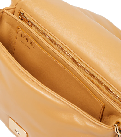 Shop Loewe Goya Puffer Small Leather Shoulder Bag In Camel