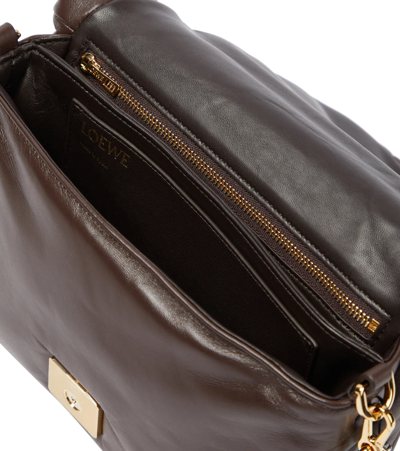 Shop Loewe Goya Puffer Small Leather Shoulder Bag In Dark Chocolate