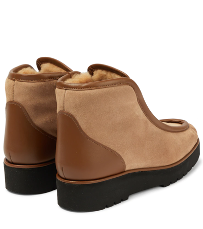Shop Gabriela Hearst Tyga Shearling-lined Suede Boots In Dark Camel