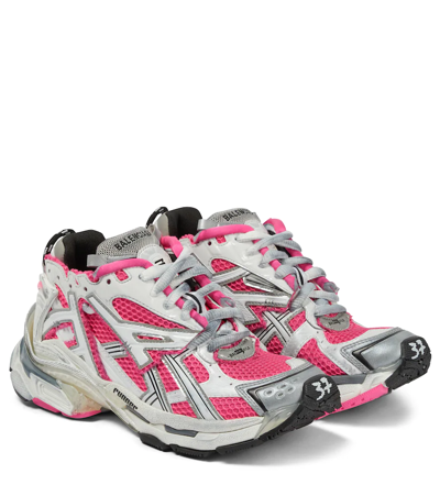 Shop Balenciaga Runner Sneakers In W/fluo Pink/grey/blk