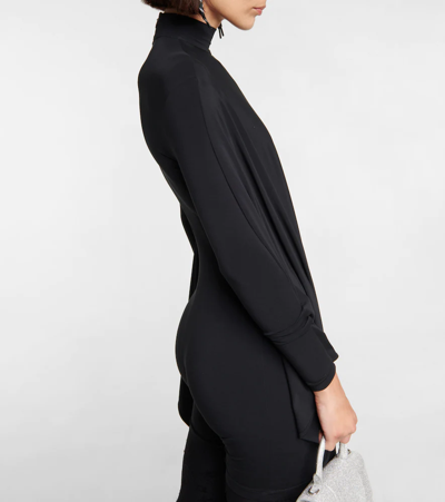 Shop Balenciaga Draped Jersey Mockneck Midi Dress In Black