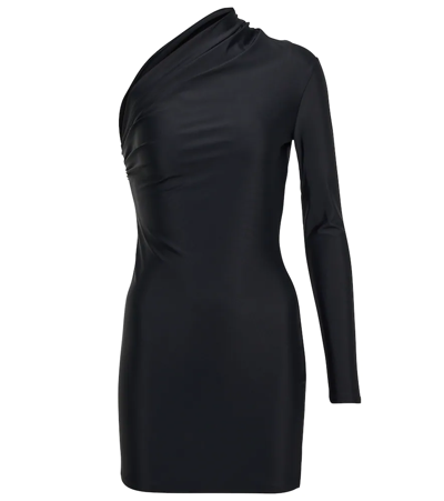 Shop Balenciaga One-shoulder Jersey Minidress In Black