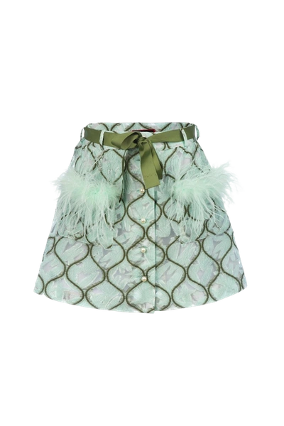 Shop Andreeva Mint Skirt With Feathers