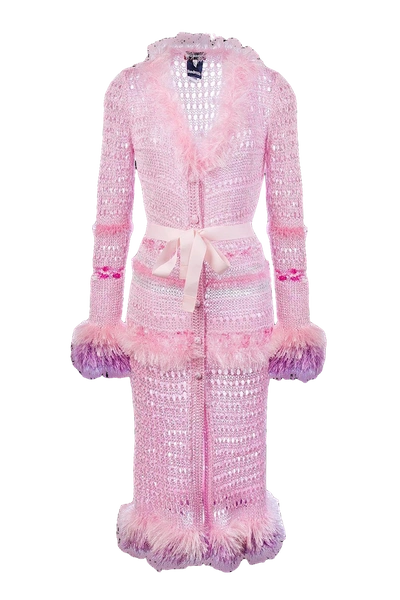 Shop Andreeva Monroe Pink Handmade Knit Cardigan