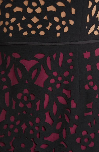 Shop Shani Lace Colorblock Sheath Dress In Black/ Berry