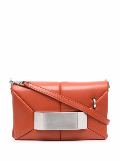 Shop Rick Owens Griffin Leather Messenger Bag In Orange