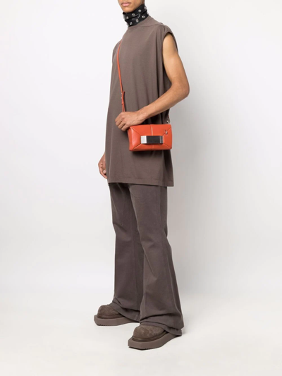 Shop Rick Owens Griffin Leather Messenger Bag In Orange