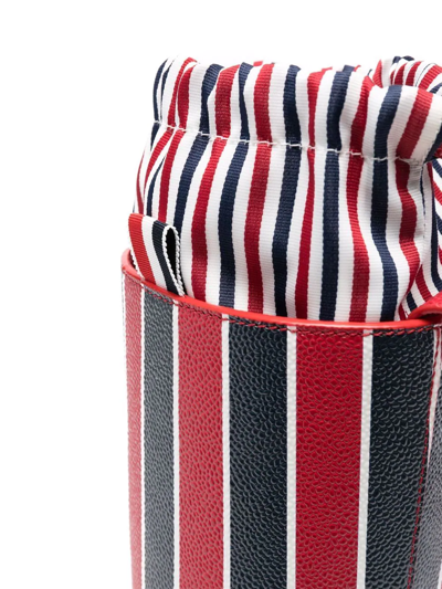 Shop Thom Browne Mini Rwb-stripe Lining Bucket Bag In Red