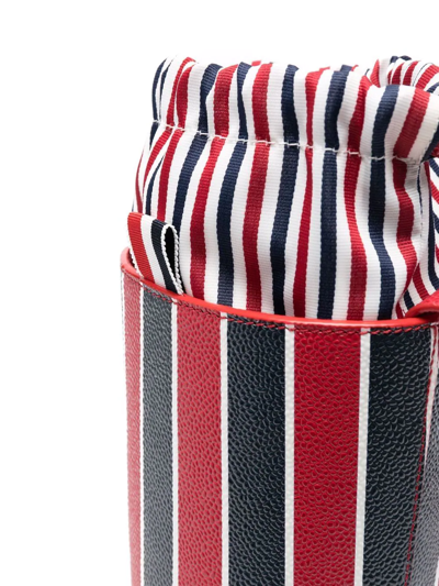 Thom Browne Printed Leather Mini Bucket Bag In Red