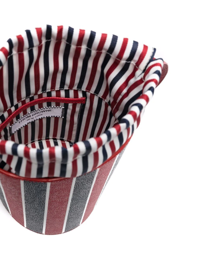 Thom Browne Printed Leather Mini Bucket Bag In Red