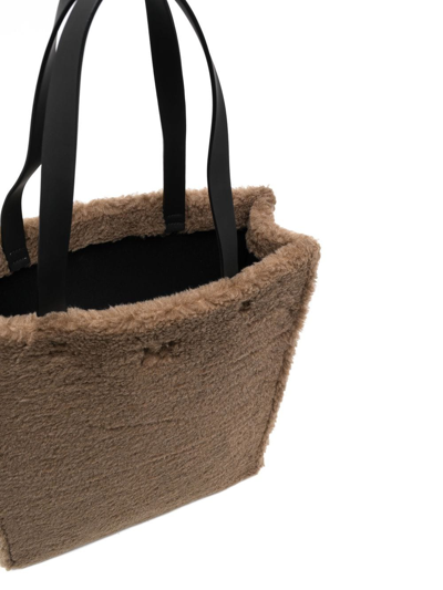 Shop Nina Ricci Faux-shearling Tote Bag In Brown