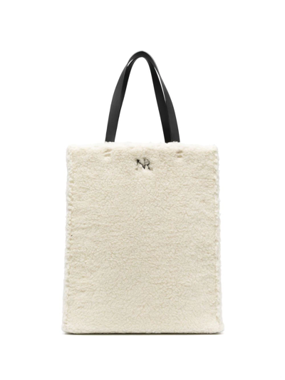 Shop Nina Ricci Faux-shearling Tote Bag In Neutrals