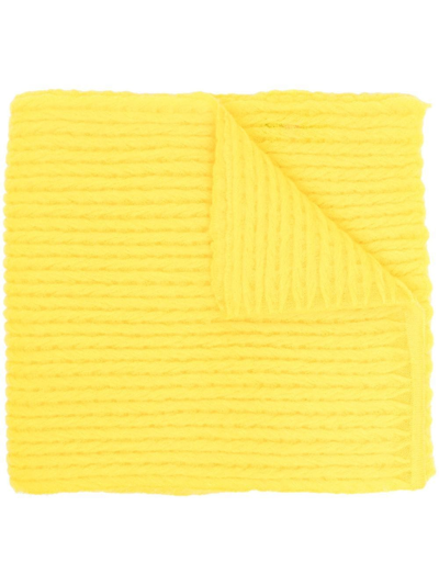 Shop Nina Ricci Chunky-knit Design Scarf In Yellow
