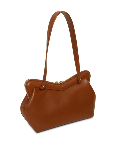 Shop Mansur Gavriel Frame Medium Shoulder Bag In Brown