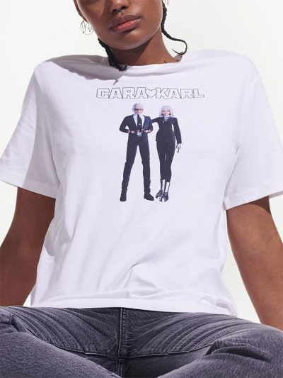 Karl Lagerfeld X Cara Delevingne Avatar T-shirt In Weiss