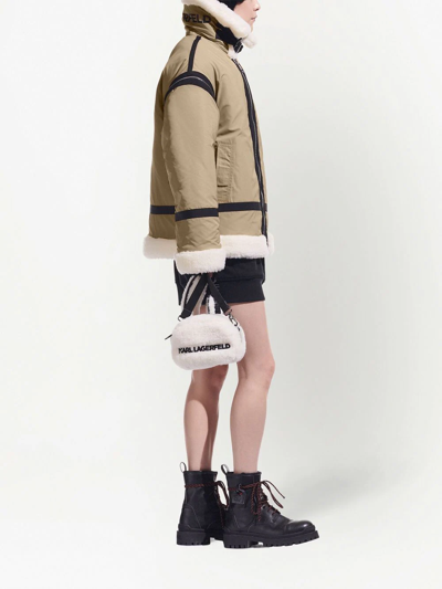 Karl Lagerfeld X Cara Delevingne Faux-shearling Trim Jacket In Neutrals
