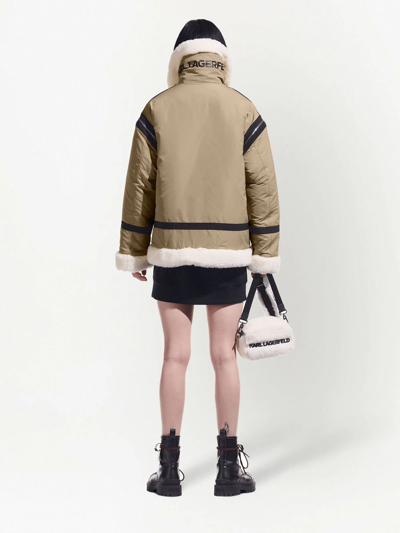 Karl Lagerfeld X Cara Delevingne Faux-shearling Trim Jacket In Neutrals
