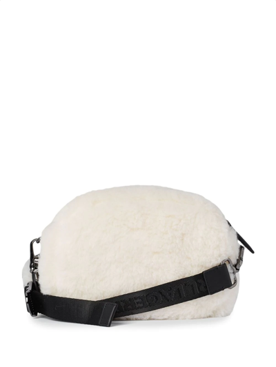 Shop Karl Lagerfeld X Cara Delevingne Faux-shearling Crossbody Bag In White