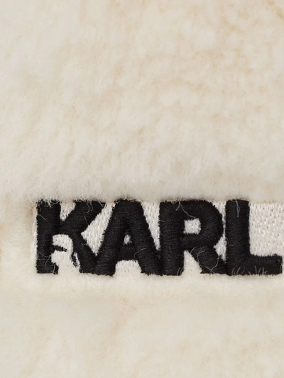 Shop Karl Lagerfeld X Cara Delevingne Faux-shearling Crossbody Bag In White