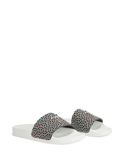 Shop Giuseppe Zanotti Brett Polka Dot-print Slides In Black