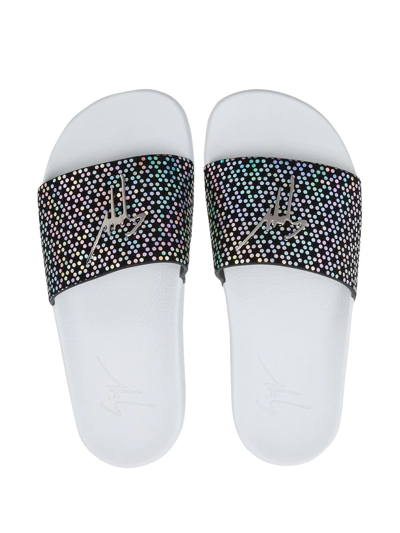 Shop Giuseppe Zanotti Brett Polka Dot-print Slides In Black