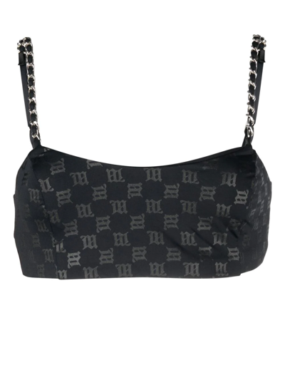Misbhv Monogram Tyra Bralette Black Lycra Monogram Tyra Bralette In Schwarz