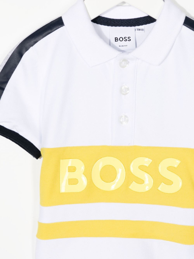 Shop Bosswear Logo-stripe Polo Shirt In Multicolour