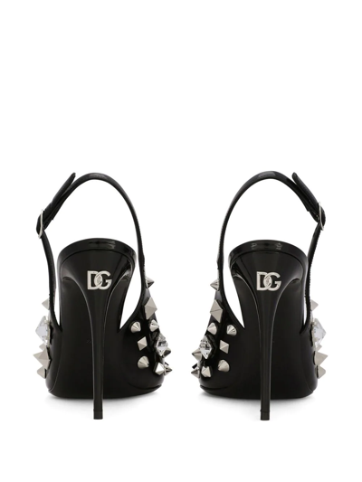Shop Dolce & Gabbana Studded Slingback 105mm Pumps In Black