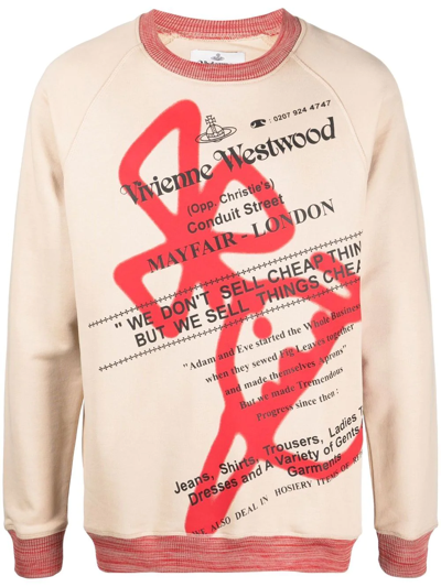 Shop Vivienne Westwood Graphic-print Long-sleeve Sweatshirt In Neutrals