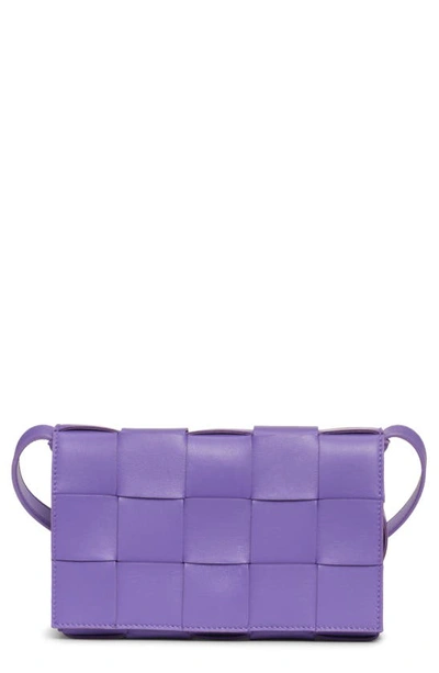 Shop Bottega Veneta Intrecciato Leather Crossbody Bag In Purple-gold