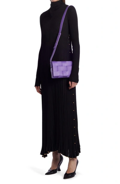 Shop Bottega Veneta Intrecciato Leather Crossbody Bag In Purple-gold