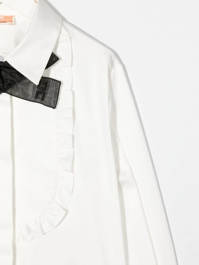 Shop Elisabetta Franchi La Mia Bambina Button-down Long-sleeve Shirt In Weiss