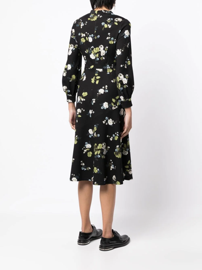 Shop Erdem Floral Print Midi Dress In Black