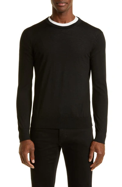 Zegna Men's Casheta Light Crewneck Long-sleeve Shirt In Black